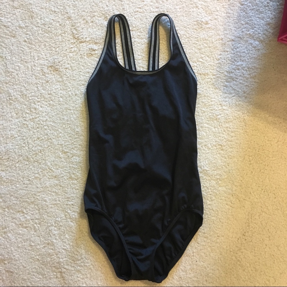 Lands end black one piece athletic swimsuit